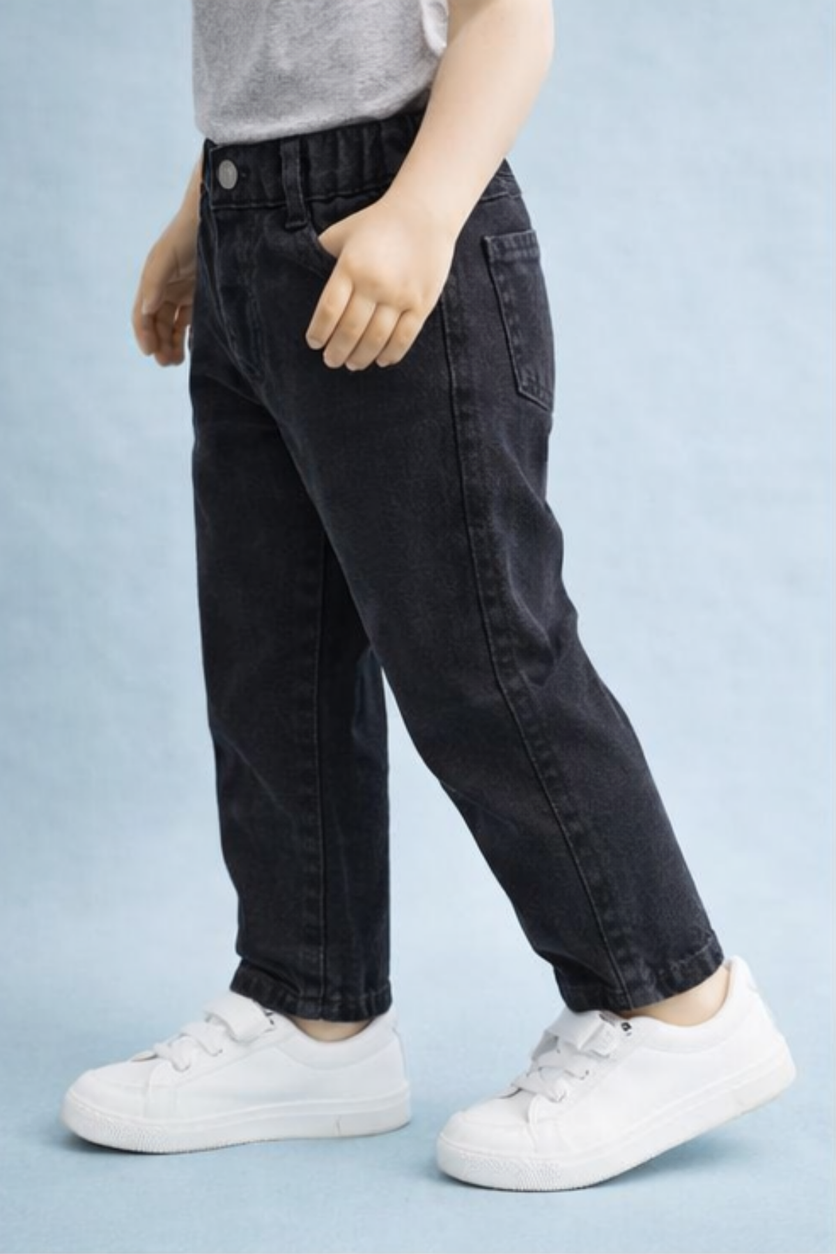 Erkek Çocuk Siyah Bol Kesim Baggy Kot Pantolon