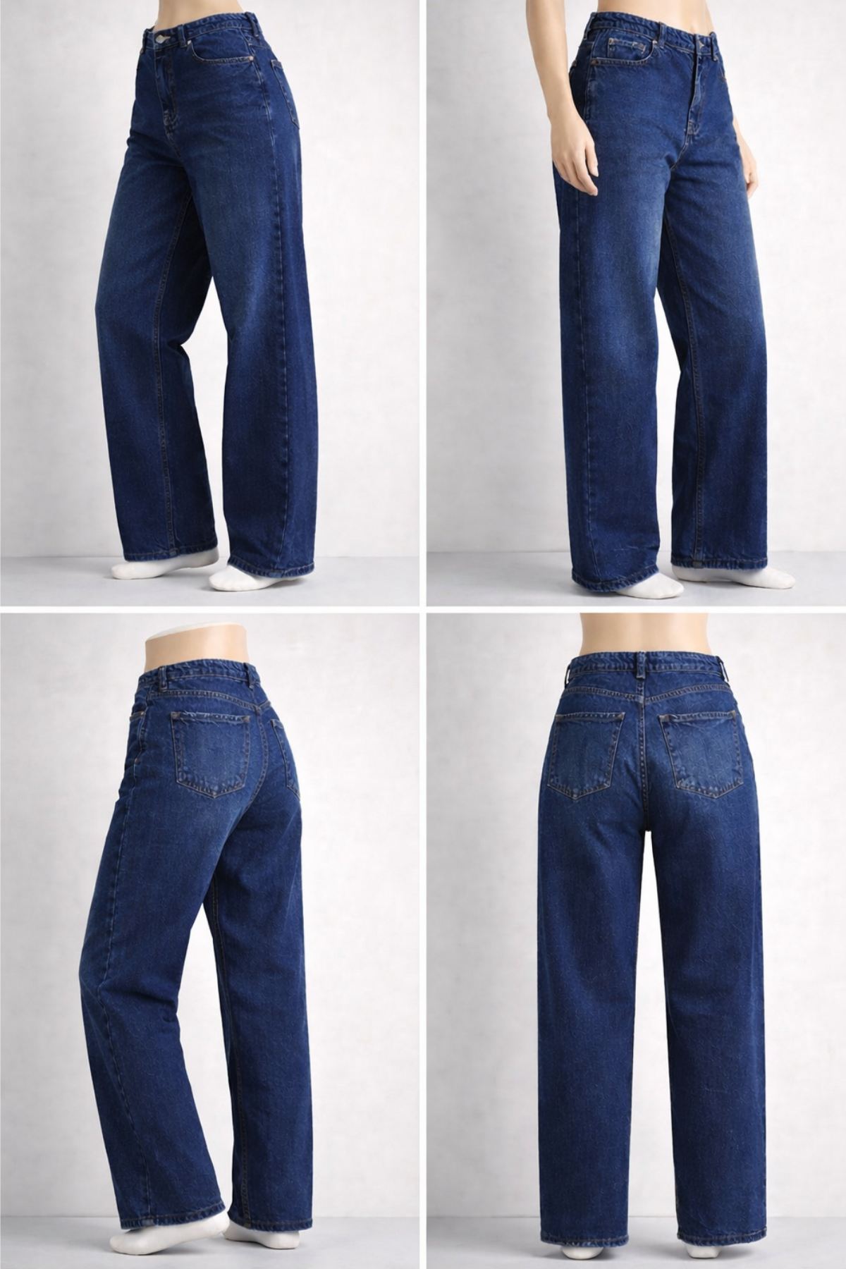 Kadın Baggy Geniş Paça Mavi Kot Pantolon